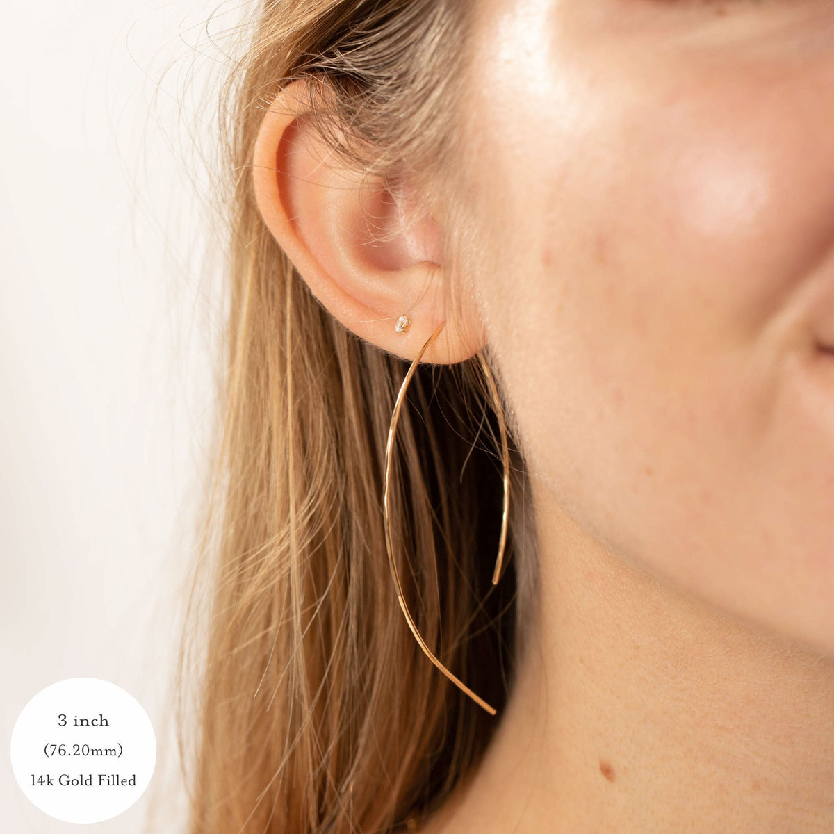 Large Arc Threader Earrings • Elegant 14k Gold Filled Threader Earrings • Simple Thin Wire Hoop Earrings