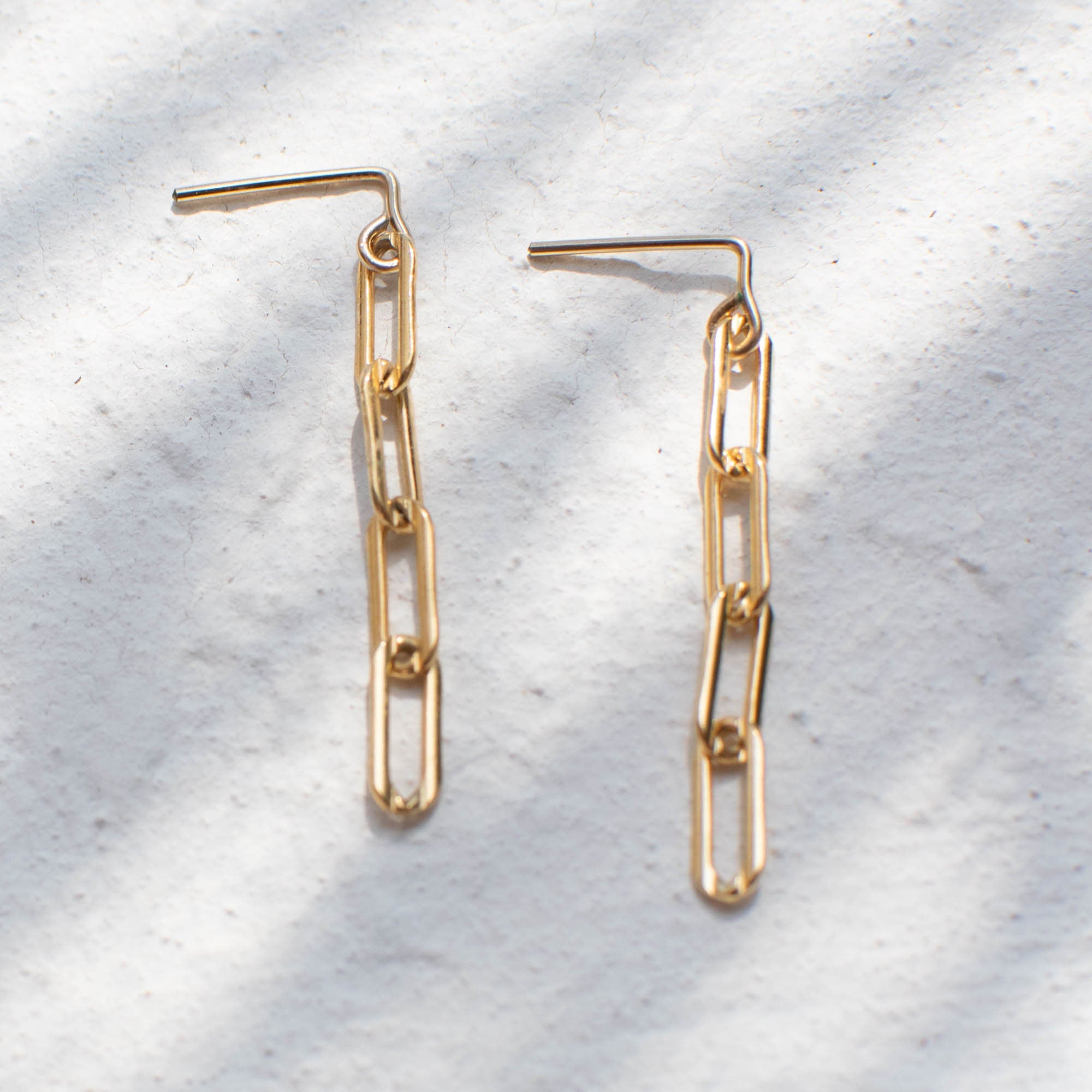 Gold Paperclip Style Link Chain Earrings • 14K Gold Filled • 1.50 inch • 2 inch • 2.50 inch length