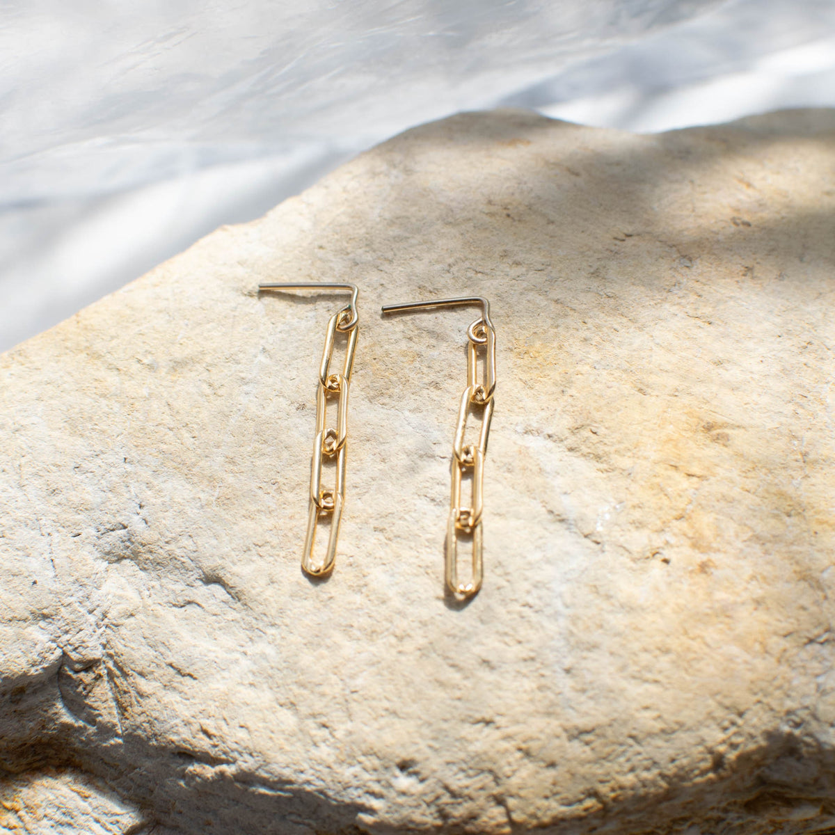 Gold Paperclip Style Link Chain Earrings • 14K Gold Filled • 1.50 inch • 2 inch • 2.50 inch length