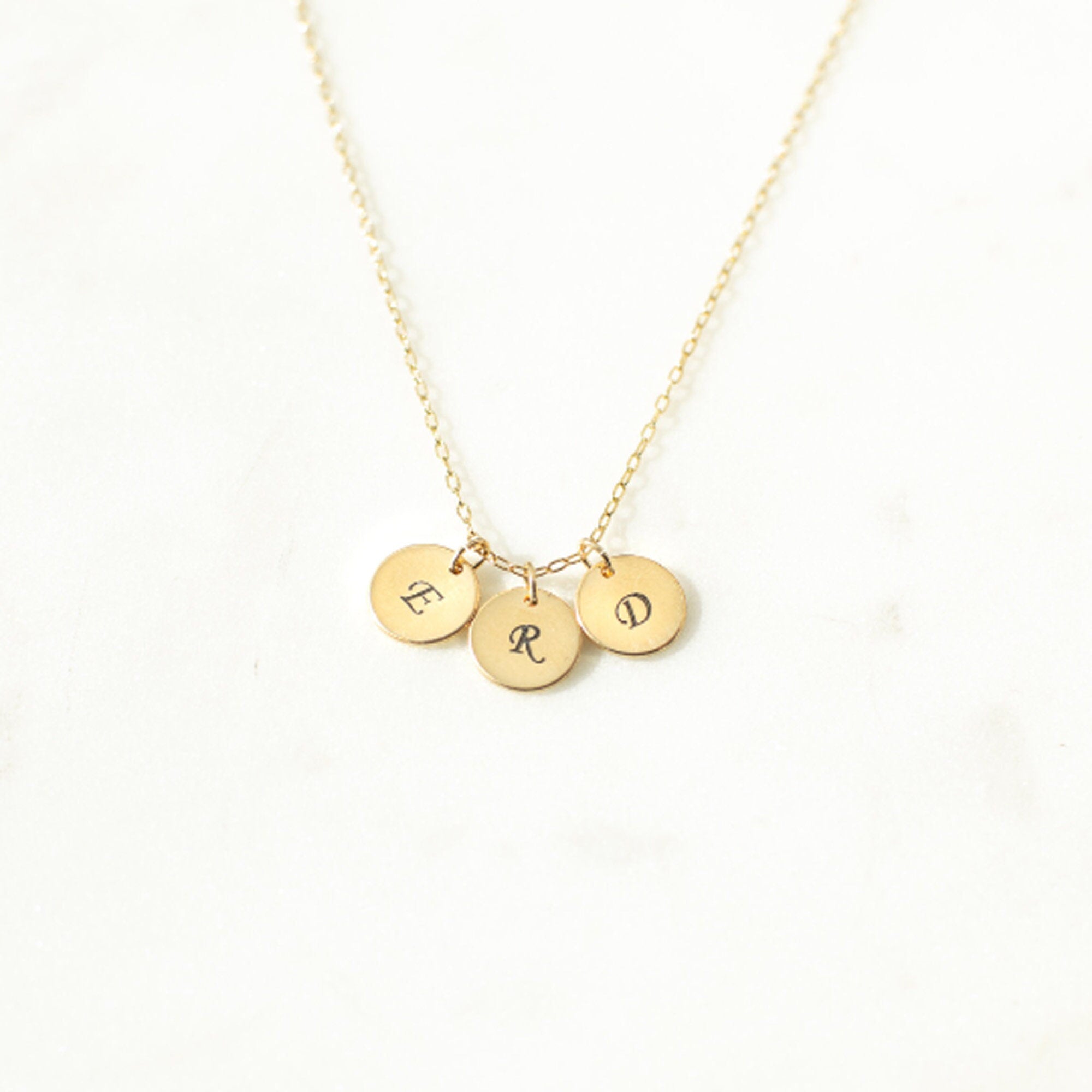 Tiny 10mm Gold Disc • Multi Disc Necklace • 14K Gold Filled • 925 Sterling Silver • Engraved Necklace