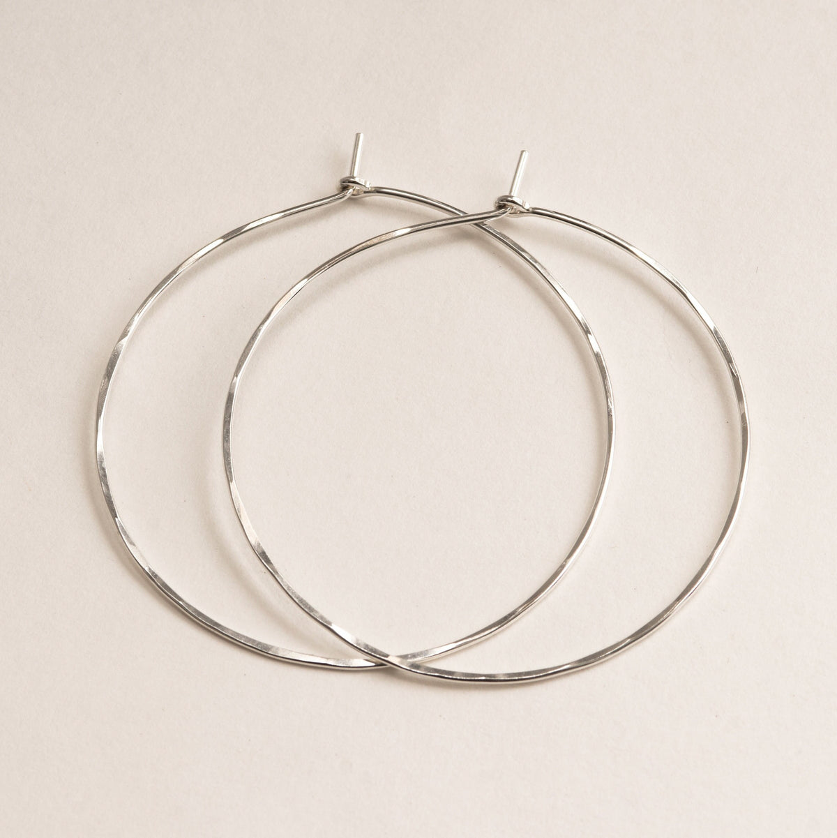 18 Gauge Thick Wire • Hammered or Smooth • 925 Sterling Silver Classic Hoop Earrings • Small to Large 1mm thick Hoop Earrings