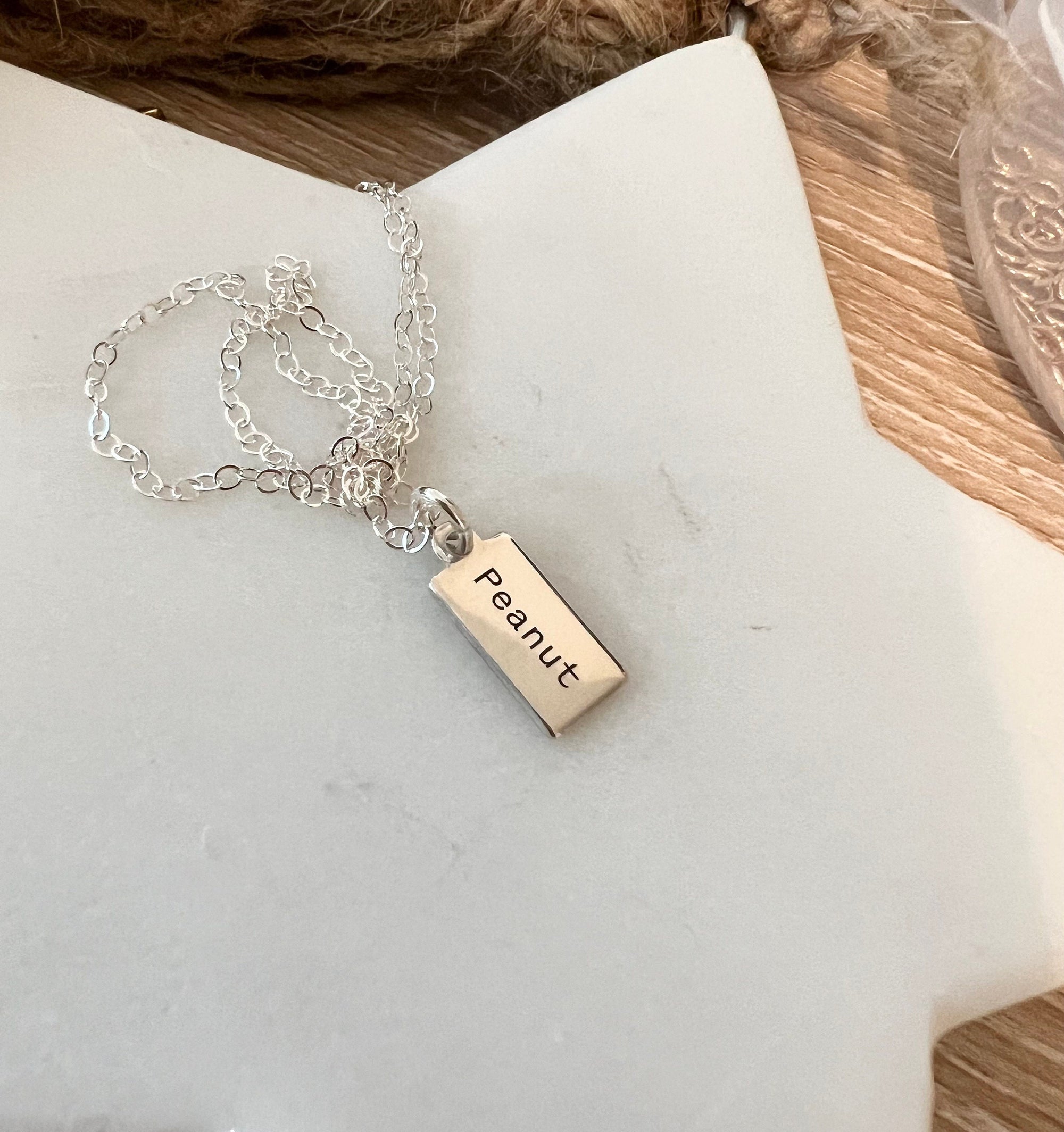 Tiny Dog Tag Necklace • Initial Necklace • 925 Sterling Silver • Tag Necklace • Small Tag Necklace • Engraved Tag Necklace