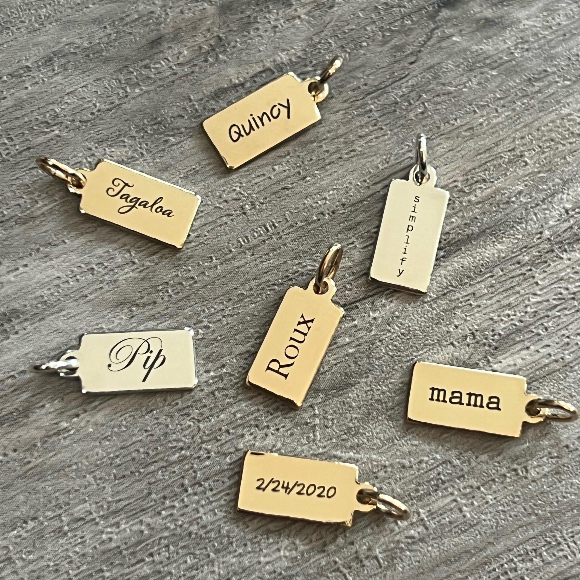 Personalized Mini Tag Charm • 14K Gold Filled Tag or 925 Sterling Silver Tag • Custom Name Tag Charm • Initial Tag Charm • Necklace