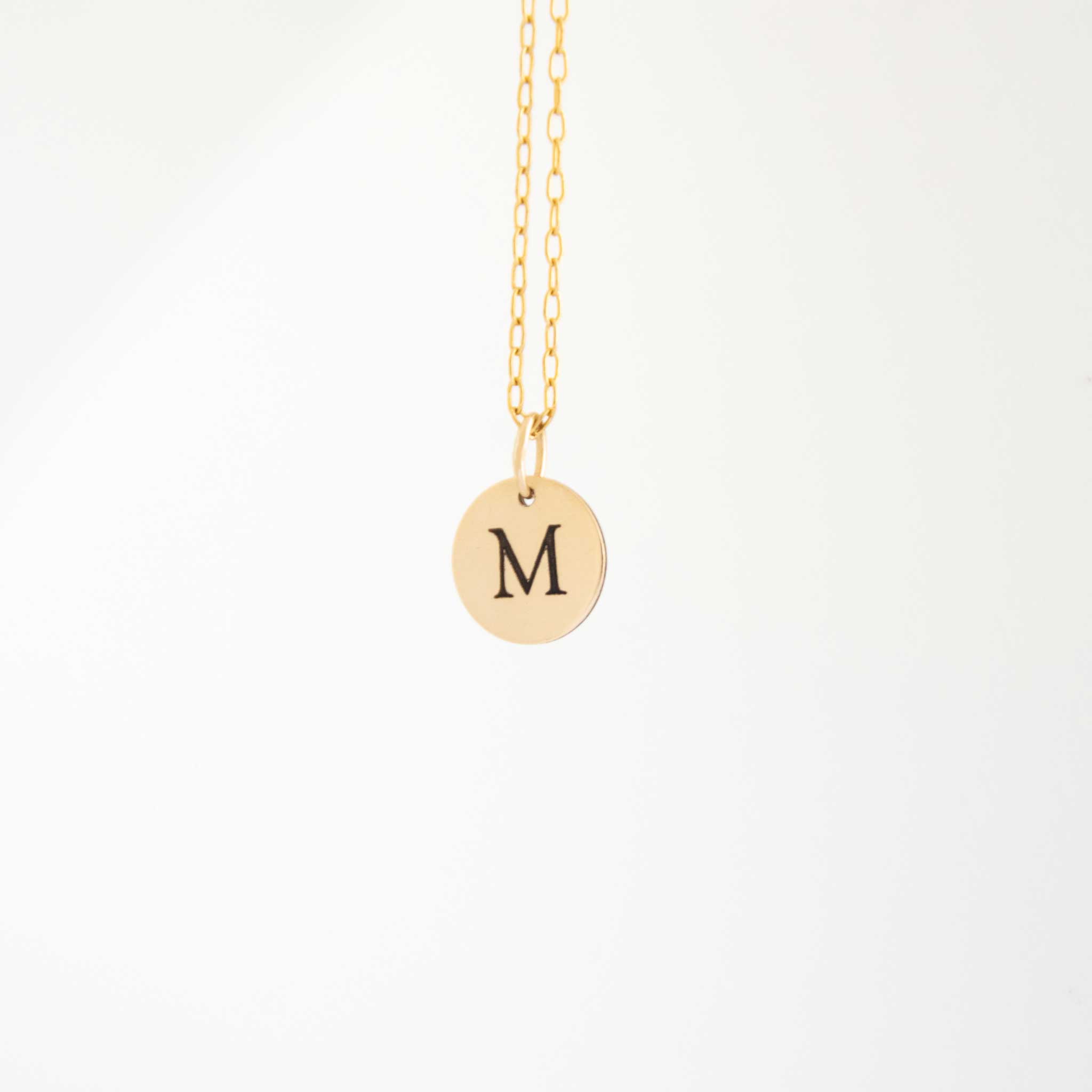 14K Gold Filled Tiny Circle Disc Initial Necklace - Laurane Elisabeth
